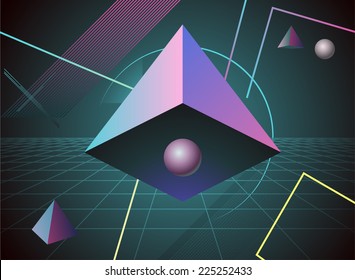 pyramid retro background vector illustration