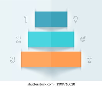 Pyramid Ribbon Banners Number 1, 2, 3 Colorful Infographic