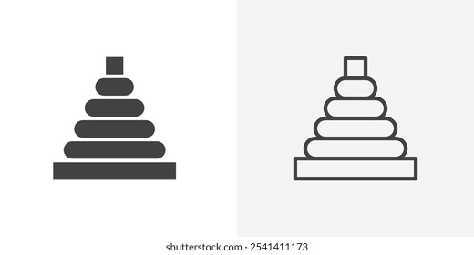 Ícone de anéis de pirâmide plano e design de conjunto simples