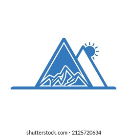 Pirámide y rocas o icono del sol