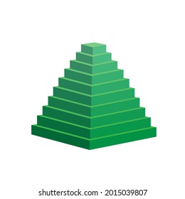 pyramid scheme 10 ten steps. vector hierarchy level chart graph, green diagram structure. triangle 3d infographic illustration