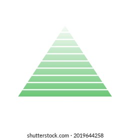 pyramid scheme 10 ten steps. vector hierarchy level chart graph, green diagram structure. triangle infographic illustration