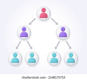 Pyramid scheme concept. Family tree or power structure. Infographics and innovations, modern technologies. Poster or banner for website. Company employees. Cartoon isometric vector illustration