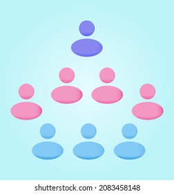 Pyramid Scheme Or Referral System Icon. 3d Vector Illustration.