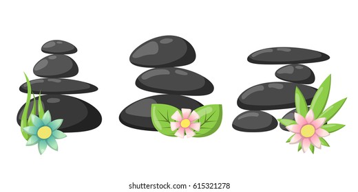 Pyramid from sea pebble relax heap stones isolated