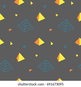 Pyramid seamless pattern on grey background.
