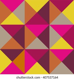 Pyramid seamless pattern polygon colorful pink yellow orange grey