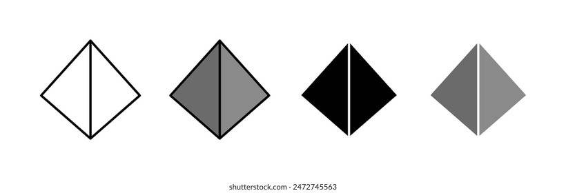 Pyramid Set Icons. Simple Icon Shape. Linear, silhouette and flat style. Vector icons.