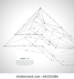 Pyramid shape. Abstract backgrounds of molecules light gray.