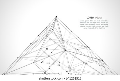 Pyramid shape. Abstract backgrounds of molecules light gray.