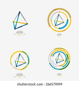 Diseño de línea de forma piramidal, concepto de logotipo