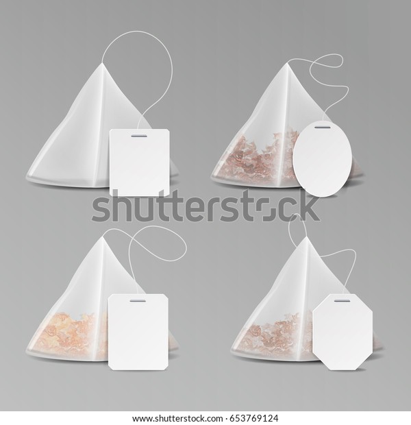 Pyramid Shape Tea Bag Set Mock Stock Vector Royalty Free 653769124