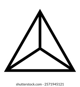 Pyramid shape triangle view from above Sacred geometry icon black color vector illustration image flat style