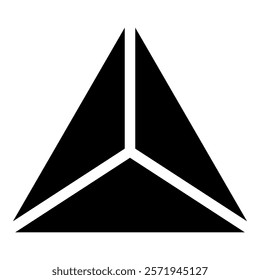 Pyramid shape triangle view from above Sacred geometry icon black color vector illustration image flat style