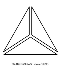 Pyramid shape triangle view from above Sacred geometry contour outline line icon black color vector illustration image thin flat style