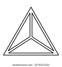 Pyramid shape triangle view from above Sacred geometry contour outline line icon black color vector illustration image thin flat style