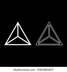 Pyramid shape triangle view from above Sacred geometry set icon white color vector illustration image solid fill outline contour line thin flat style