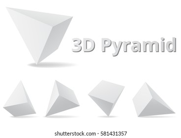 Pyramid shape various angle color white and gray 3D style.