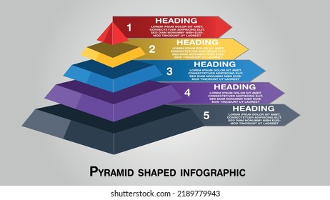 Pyramid Shaped inforgraphic illustration template with icons and 4 options or steps. It can be used for processes, presentations, layout, banners, Slide, and info graphs