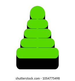 Pyramid sign illustration. Vector. Green 3d icon with black side on white background. Isolated.
