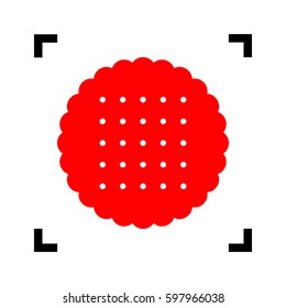 Pyramid sign illustration. Vector. Red icon inside black focus corners on white background. Isolated.