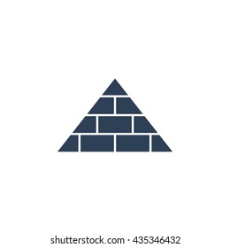 Pyramid silhouette, brick wall, abstract logotype