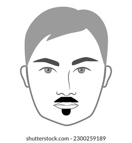 Pyramid with Soul Patch Beard style men in face illustration Facial hair mustache. Vector grey black portrait male Fashion template flat barber collection set. Stylish hairstyle isolated outline
