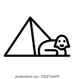 Pyramid sphinx icon outline vector. Ancient egypt. Cairo desert