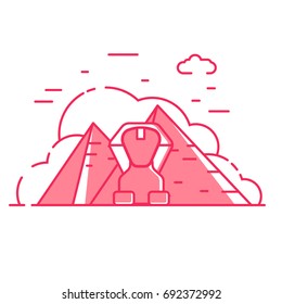 Pyramid Sphinx Landmark Illustration in red