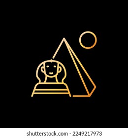 Pyramid and Sphinx vector Egypt Landmark concept outline colorful icon on dark background