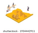 Pyramid and Spinx statue of Egypt 3D isometric vector concept for banner, website, illustration, landing page, flyer, etc