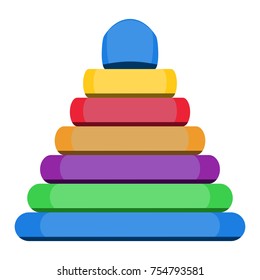 Pyramid stack toy isolated on white background, Vector illustration
