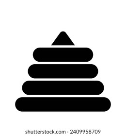 Pyramid stacking rings toy icon isolated on white background, editable vector of stacking rings
