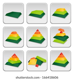 Pyramid status indicator icons set vector illustration