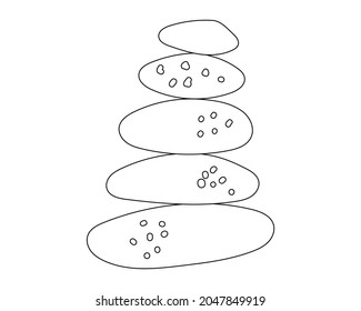A pyramid of stones drawn with a contour. Stones stacked on top of each other