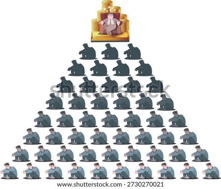 Pyramid structure of social inequality with a capitalist monopolizing wealth