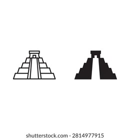 Pyramid Structures Black And White Line Art Illustration