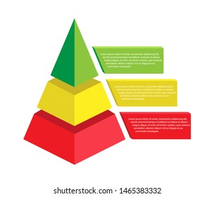 Pyramid Of Success Of The Three Sections. Infographics For Presentations Of Applications And Websites, 3D Simulation, Flat Design