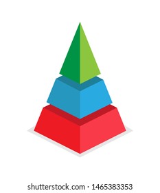 Pyramid Of Success Of The Three Sections. Infographics For Presentations Of Applications And Websites, 3D Simulation, Flat Design