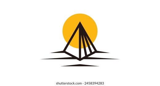 pyramid and sun logo design, logo design template, icon, vector, symbol, idea.