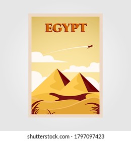 pyramid symbol on dessert vector illustration design, egypt vintage poster illustration