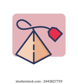 Icono de línea delgada de bolsa de té piramidal. Té, etiqueta, hierba, bebida orgánica. Desayuno, bebida o concepto de cafetería. Elemento de símbolo de ilustración vectorial para diseño web y aplicaciones