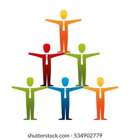 pyramid teamwork people isolated icon