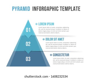 Pyramid with three elements and place for your text, infographic template for web, business, presentations, vector eps10 illustration