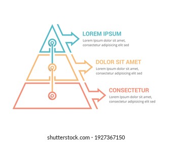 Pyramide mit drei Elementen und Platz für Ihren Text, Infografik-Vorlage für Web, Business, Präsentationen, Vektoreps10 Illustration