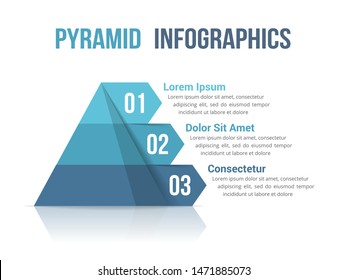 Pyramid with three segments, infographic template for web, business, reports, presentations, etc, vector eps10 illustration