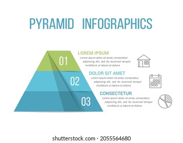 Pyramid with three segments, infographic template for web, business, reports, presentations, etc, vector eps10 illustration