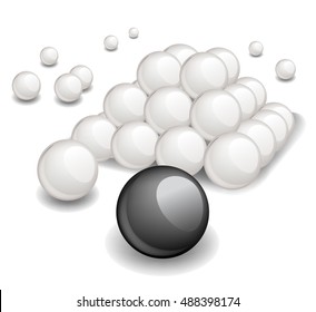 Pyramid top - a unique black sphere, pyramid bottom, below now. Vector illustration. 