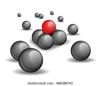 Pyramid top - a unique red sphere in a pyramid top, vector image 