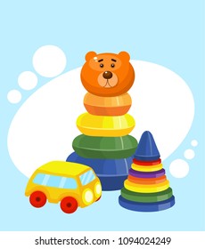 pyramid toy, car